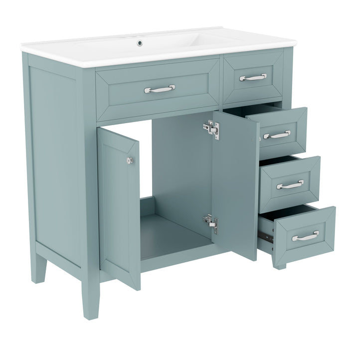 Modern Bathroom Vanity With Sink, Freestanding Design With Drawers And Doors
