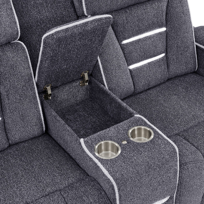 Austin - Console Reclining Loveseat With Storage Arms - Gray