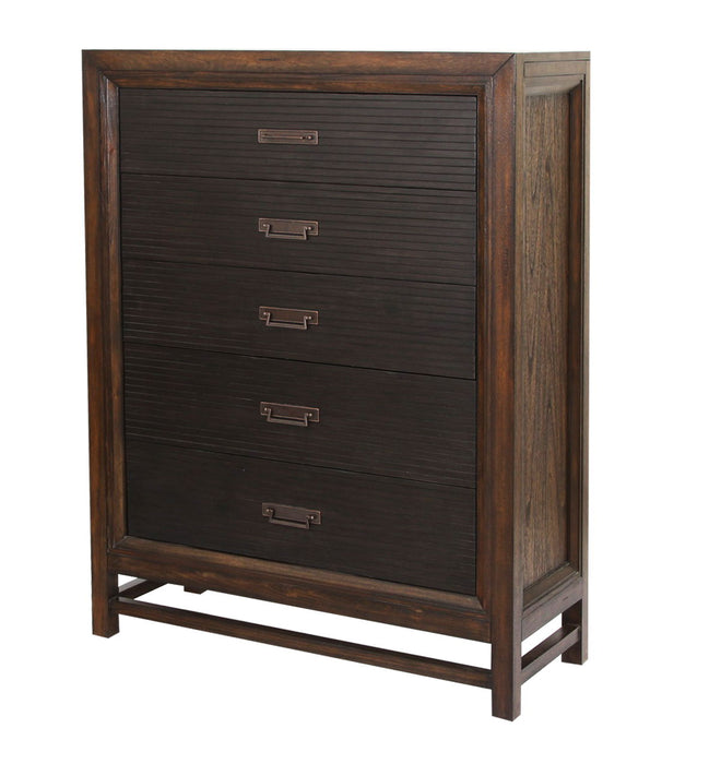 5 Drawer Chest, 2 Tone - Brown