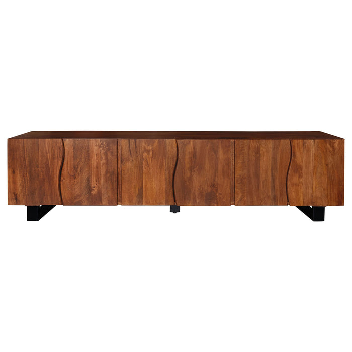 Harper - TV Stand Media Console With Curved Doors - Brown