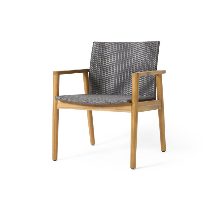 Tranquilize - Outdoor Wooden Club Chair With Woven Wicker Seat And Back (Set of 2) - Light Brown