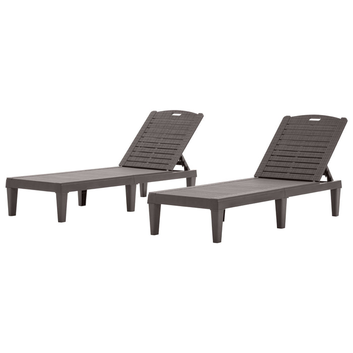 2 Piece Outdoor Chaise Lounges With Adjustable Backrest
