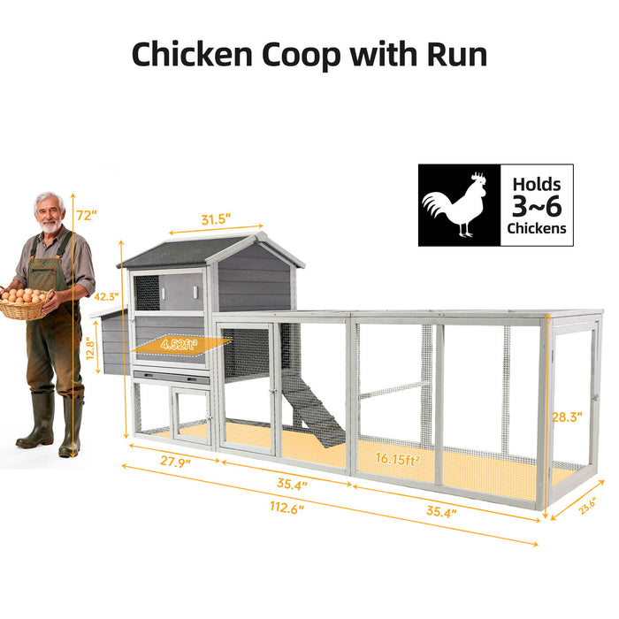 Large Outdoor Hen House With Run And Nesting Box Poultry Cage