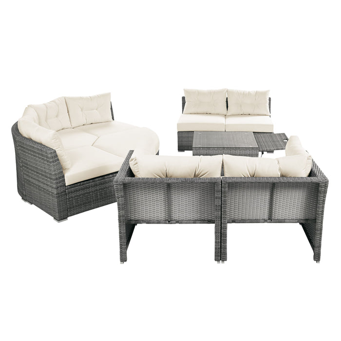 Patio Furniture Set Outdoor Daybed Rattan Sectional With Cushions And Center Table