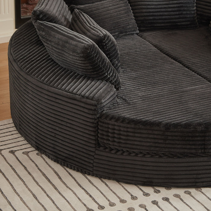 Round Oversized Sofa Bed With 5 Throw Pillows