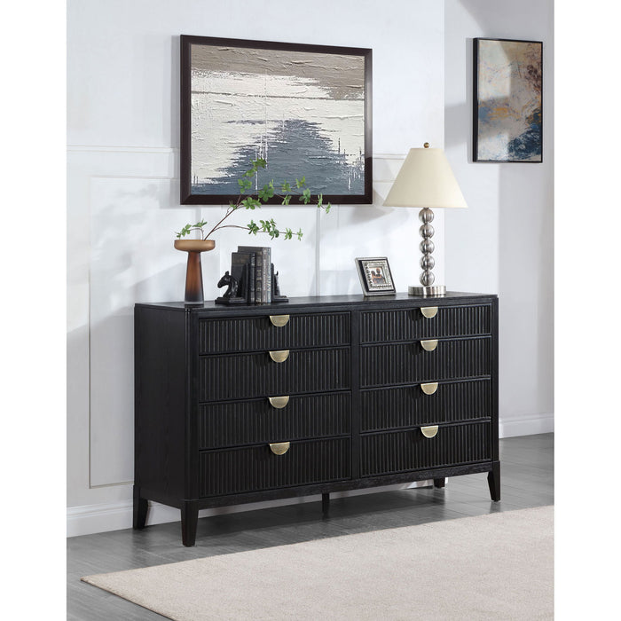 Mason - 8 Drawer Dresser With Fluted Design - Black