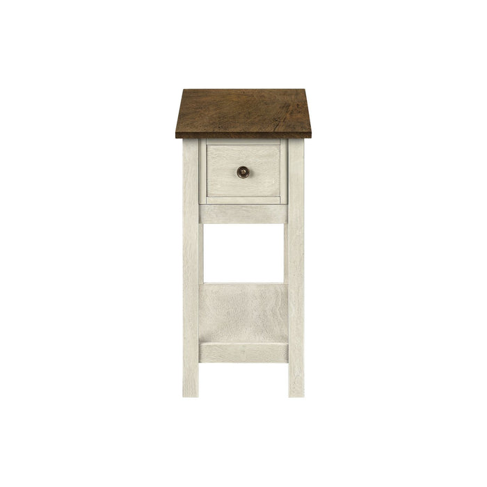 Accent End Table, 2 Tier, Narrow, Lamp, Storage Drawer, Charming Design