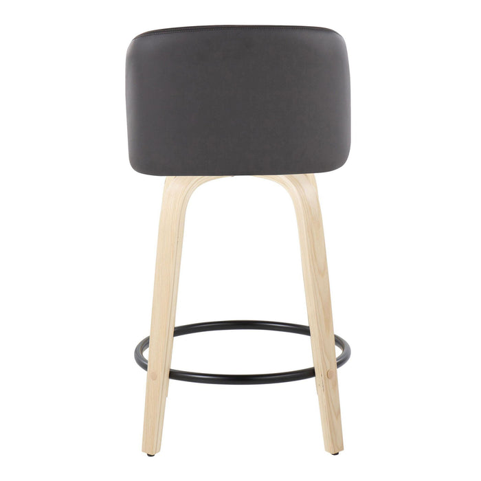 Toriano - Contemporary, Fixed Height Counter Stool With Swivel And Round Footrest (Set of 2)