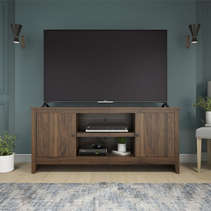 TV Stand For TVs Up To 65" With Open Shelves And Storage Cabinets - Walnut