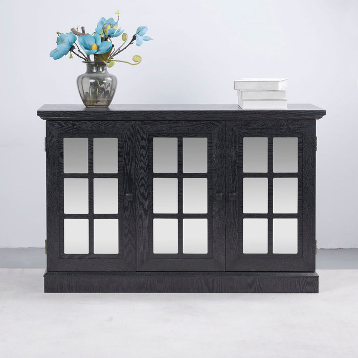 Storage Cabinet With 3 Mirrored Acrylic Doors, Adjustable Shelves