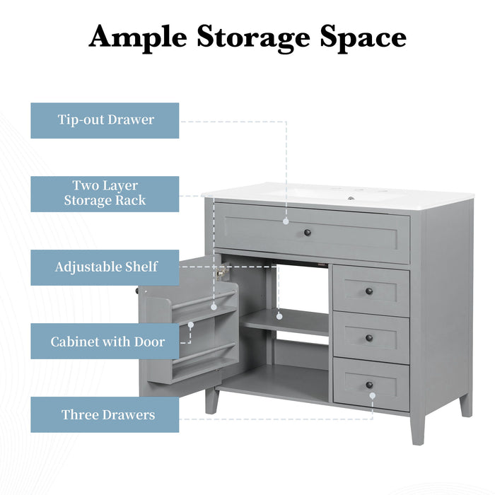 Bathroom Vanity With Sink, Cabinet With 3 Drawers And Adjustable Shelf