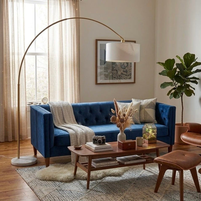 Ambient - Arch Floor Lamp With Large Shade - Gold / White