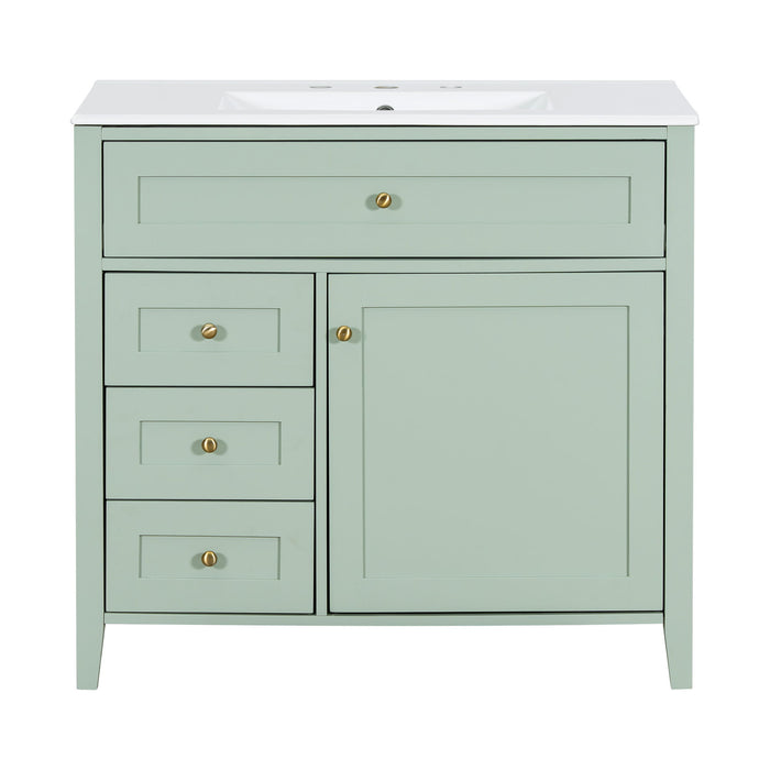 Bathroom Vanity With Sink, 3 Drawers & Cabinet With Adjustable Shelves