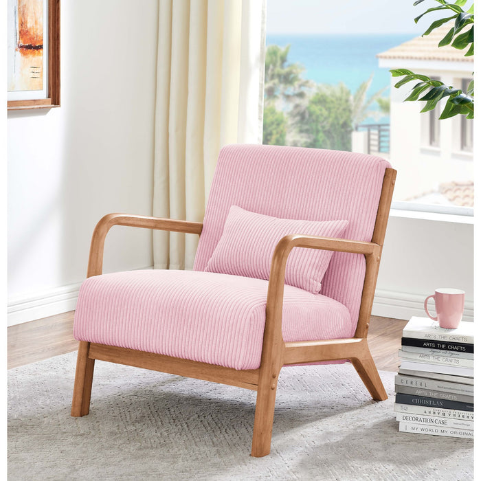 Upholstered Armchair With Back Support Pillow