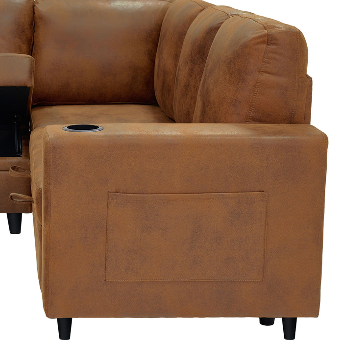 Upholstered L - Shape Sectional Sofa Bed With Pull Out Sleeper And Storage
