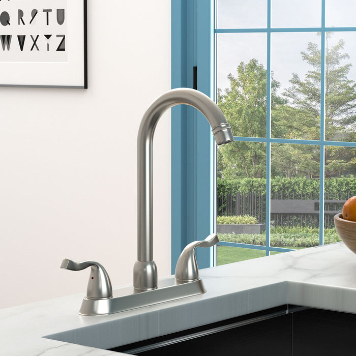 Stainless Steel Kitchen Sink Faucet With 2 Handles, 3 Hole Installation