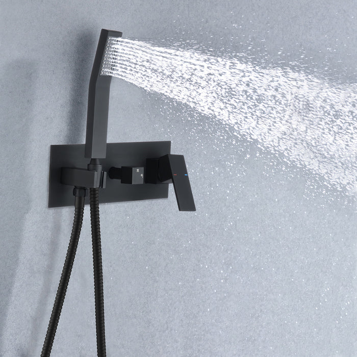 Brass Shower System With 10" Rainfall Shower Head And Handheld Sprayer - Matte Black