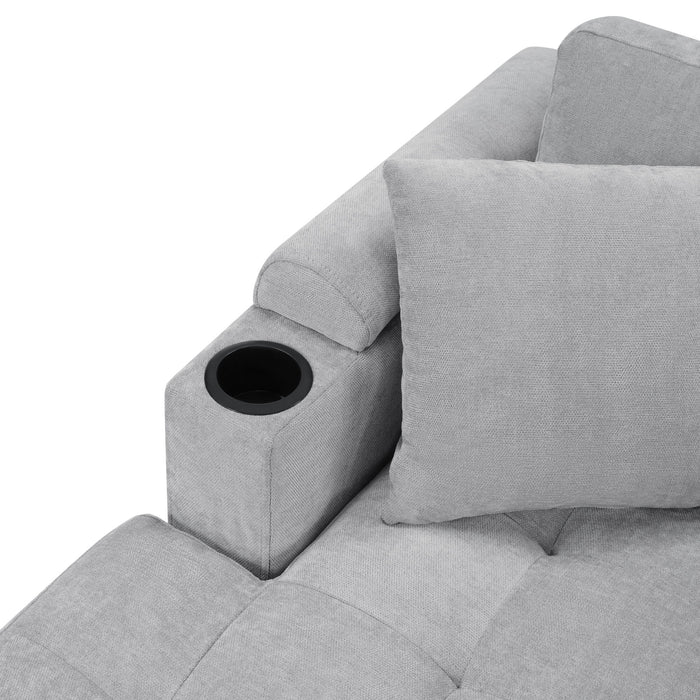 U Shaped Sectional Sofa, Corner Living Room Couch With Built In Cup Holders, Storage, USB Ports
