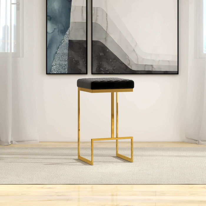 Joel - Mid-Century Modern Luxury Upholstered Stool - Black / Gold