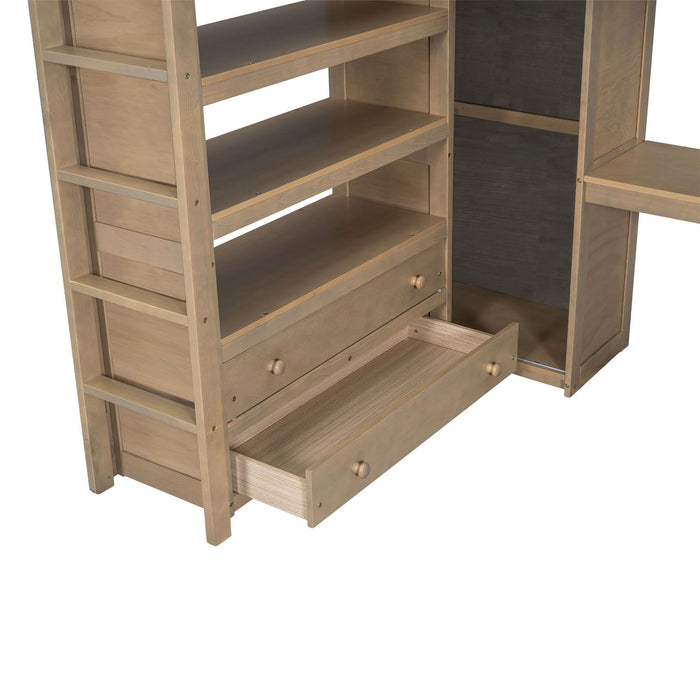 Loft Bed With Built In Wardrobe, Desk, Shelves And Drawers