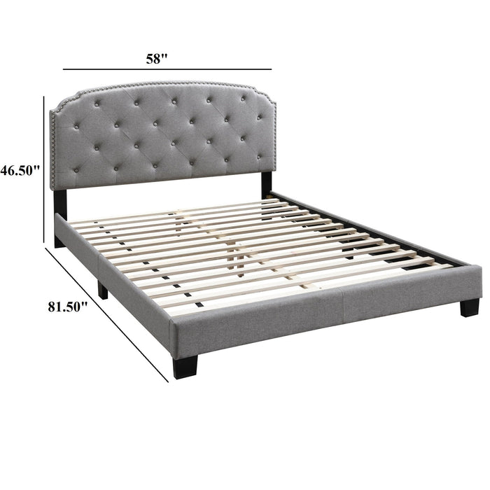 Button Tufted Bed With Nailhead Trim