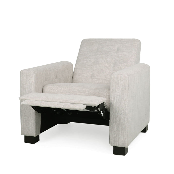 Contemporary Recliner Chair With Push Back Function And Birchwood Legs