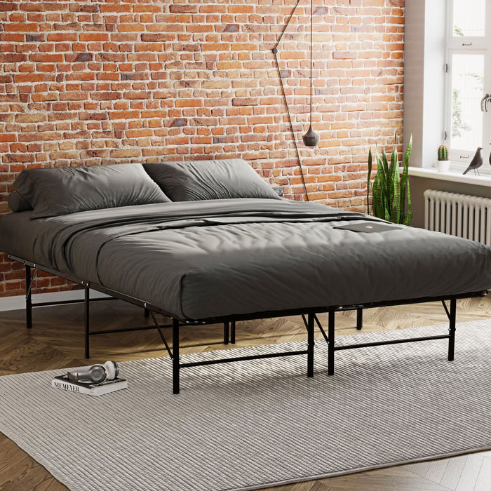California King Size Bed Base, Mattress Foundation Bed Frame, Bedroom Furniture - Black