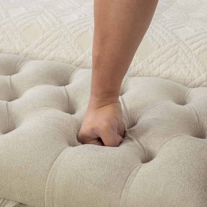 Napped Storage Bench With Rolled Armrest - Griege