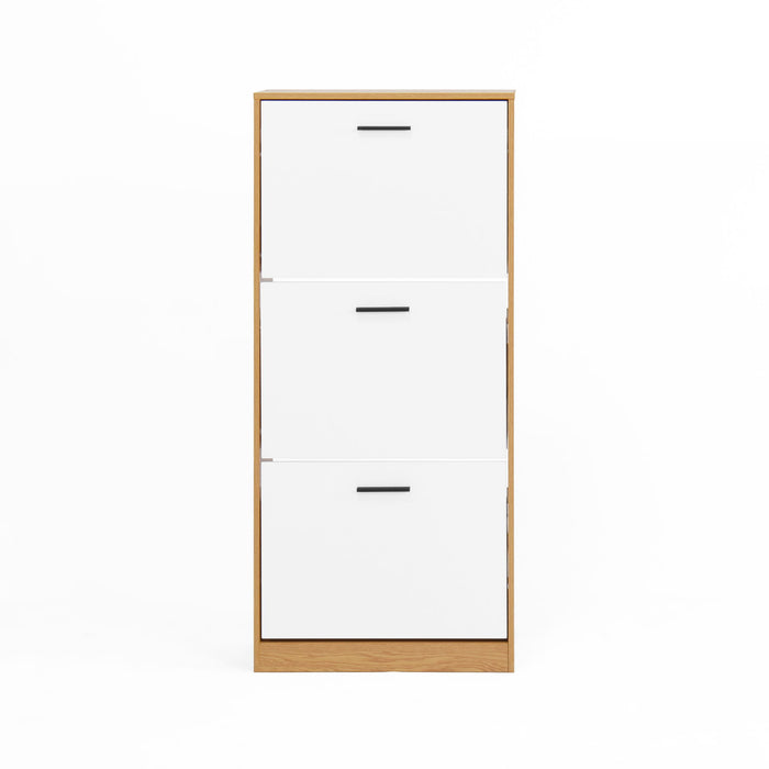 Modern Freestanding Shoe Storage Cabinet With 3 Flip Drawers