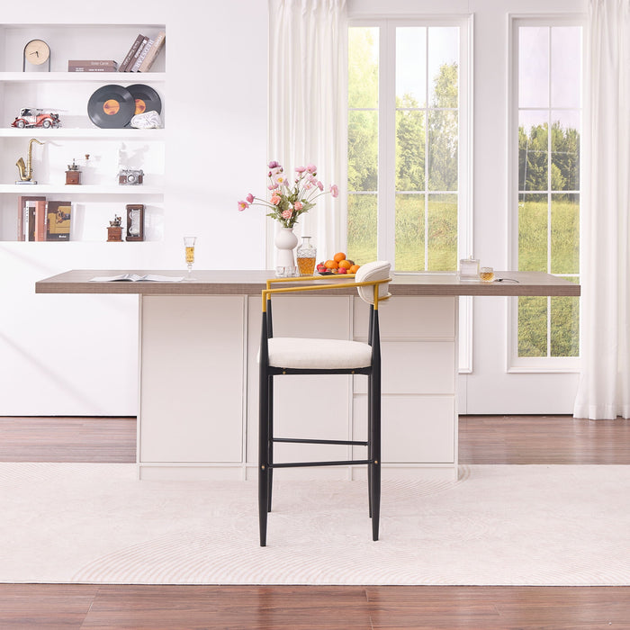 Upholstered Bar Stool With Ergonomic Design (Set of 2)