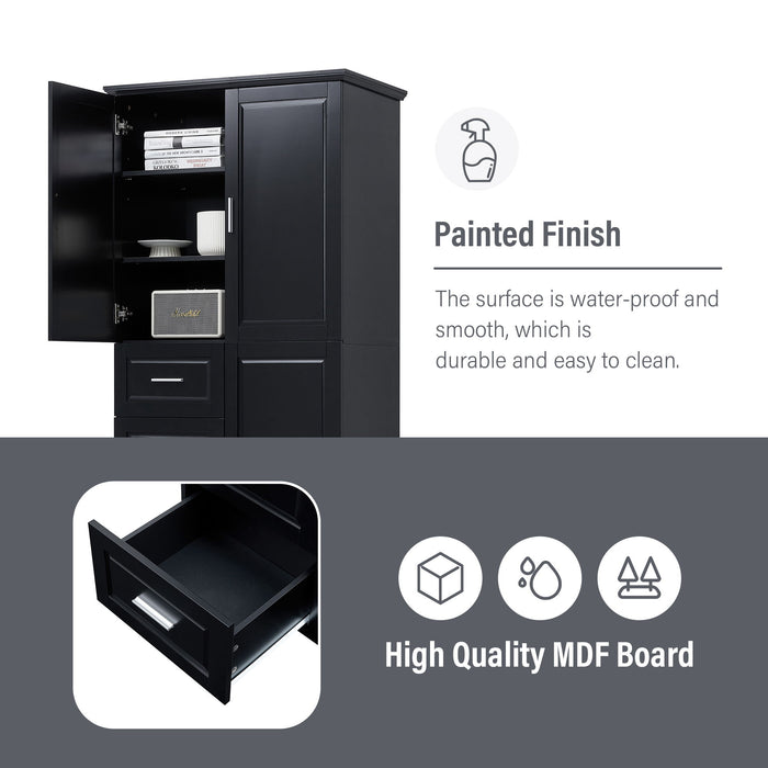 Tall And Wide Storage Cabinet With Doors, 3 Drawers