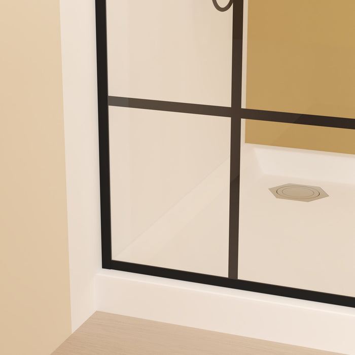 Framed Glass Shower Screen - Matte Black