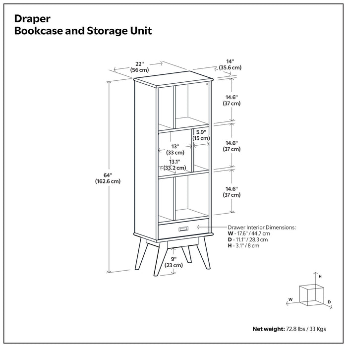 Draper - Mid Century Wide Bookcase And Storage Unit