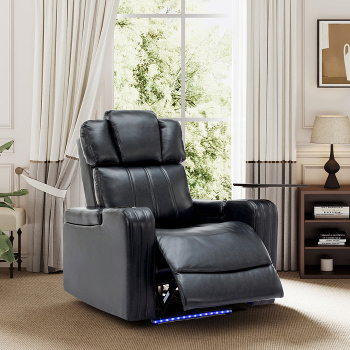Power Recliner Theater Chair With Cooling Cup Holder, Bluetooth Speaker, LED Lights, USB Ports