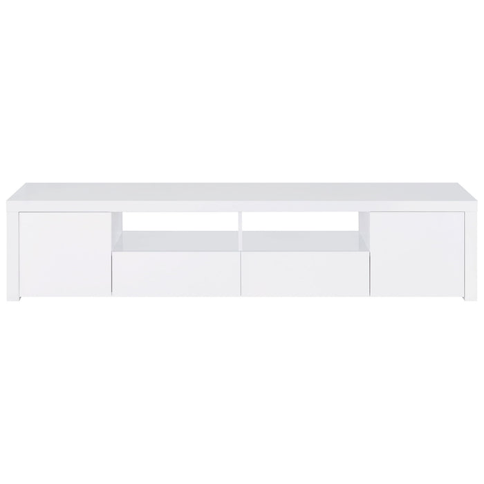 Garner - 2 Door Stand With Drawers Media Console - Gloss White