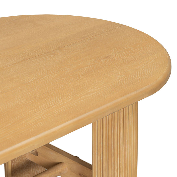 Oval Dining Table Set For 6 With Fluted Pedestal Base, 7 Piece Set Including 6 Upholstered Chairs