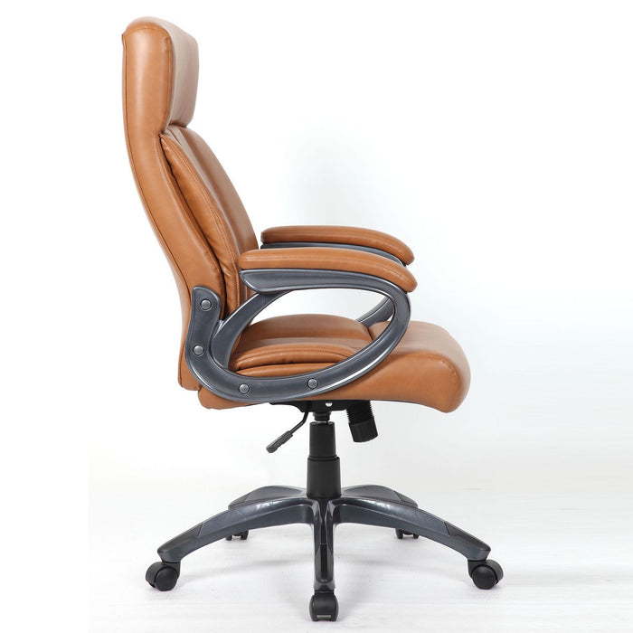 Executive Office High Back Ergonomic Desk Chair, Height Adjustable With Padded Armrest & 5 Point Base - Antique Brown