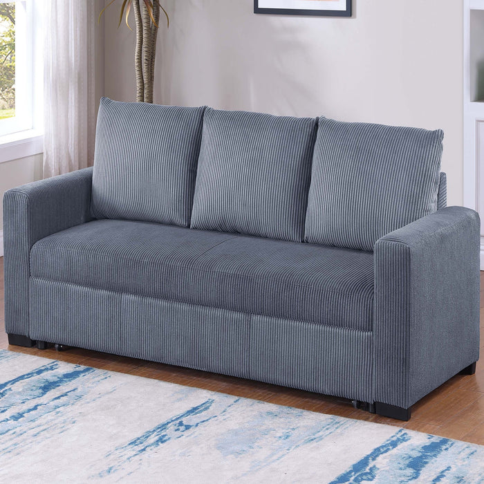 Convertible Sleeper Sofa With Pull Out Bed, Upholstery, Square Arms - Dark Gray