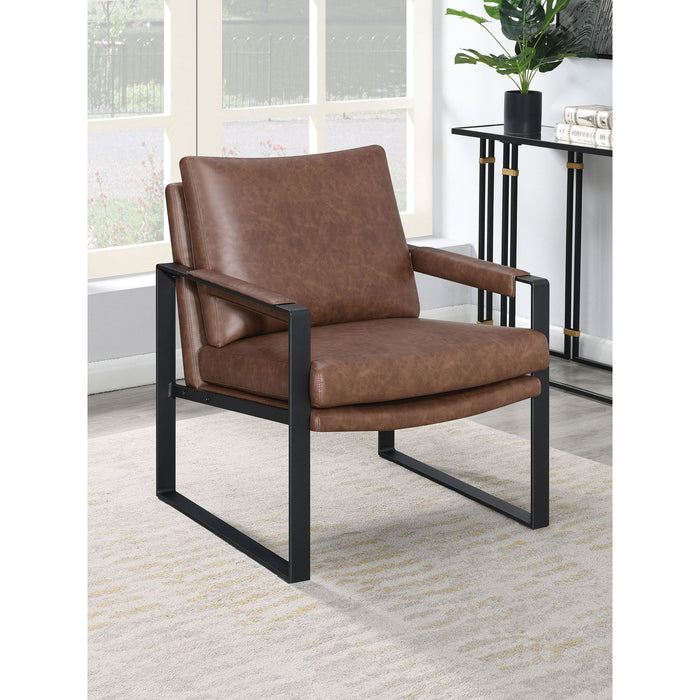 Starkston - Upholstered Track Arm Accent Chair - Brown