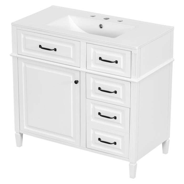 Modern Bathroom Vanity With Sink Top, Flip Drawer Design