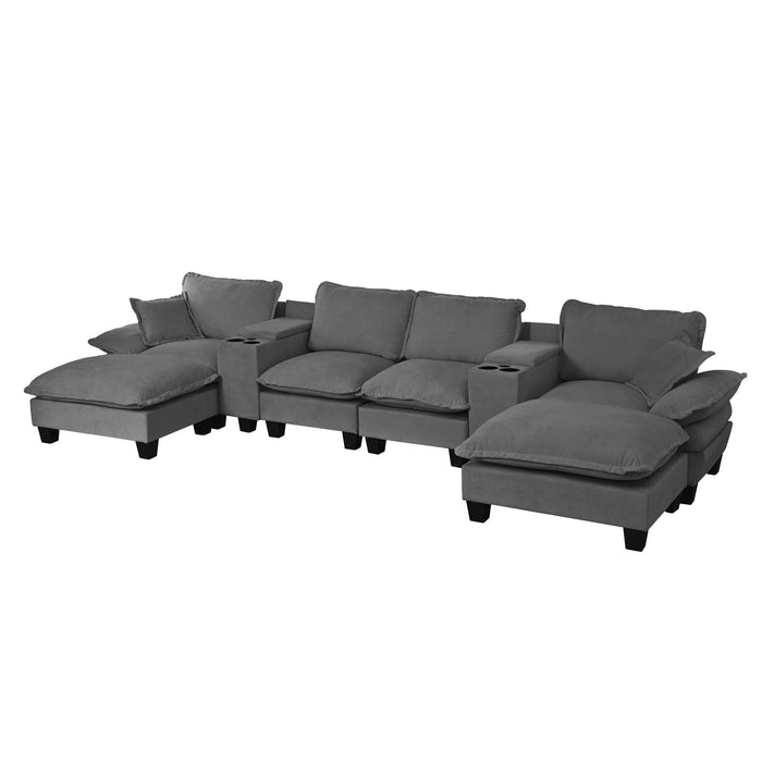 Modular Cloud Couch Sofa With Cup Holders & Storage, USB Port