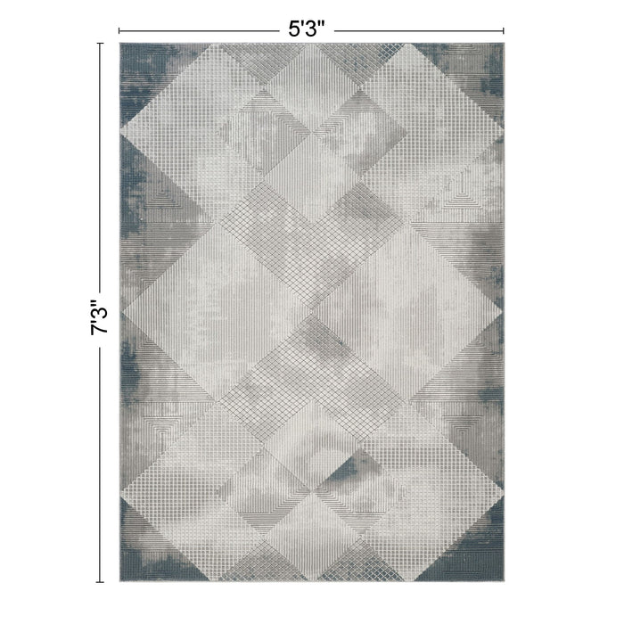 Geometrix - 5'3" X 7'3" Area Rug With Geometric, 3D Effect - Gray / Ivory