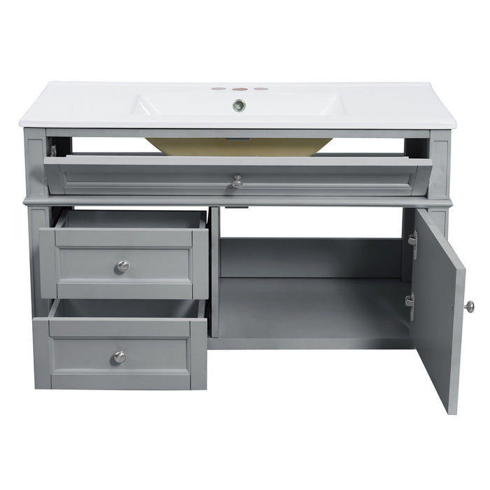 Modern Wall Mounted Floating Cabinet With Double Drawer And Sink