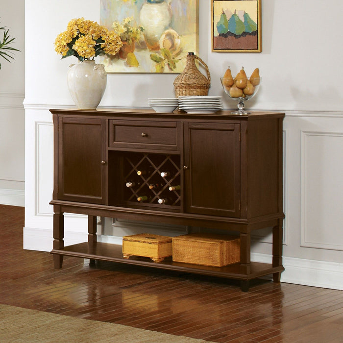 Declan - Traditional Server With Drawer And Wine Rack - Rustic