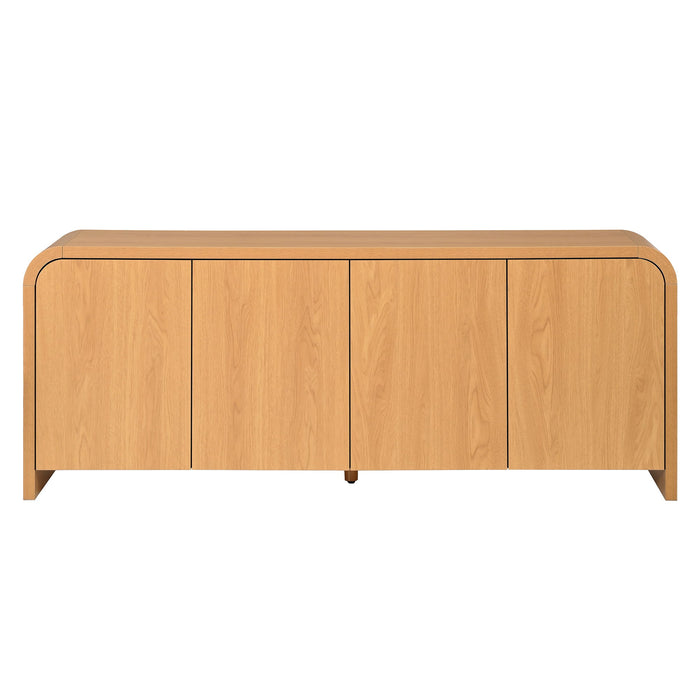 Curved Edge TV Stand With Large Cabinets