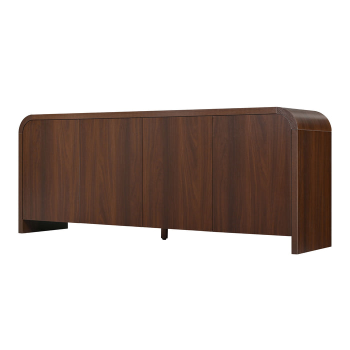 Curved Edge TV Stand With Large Cabinets