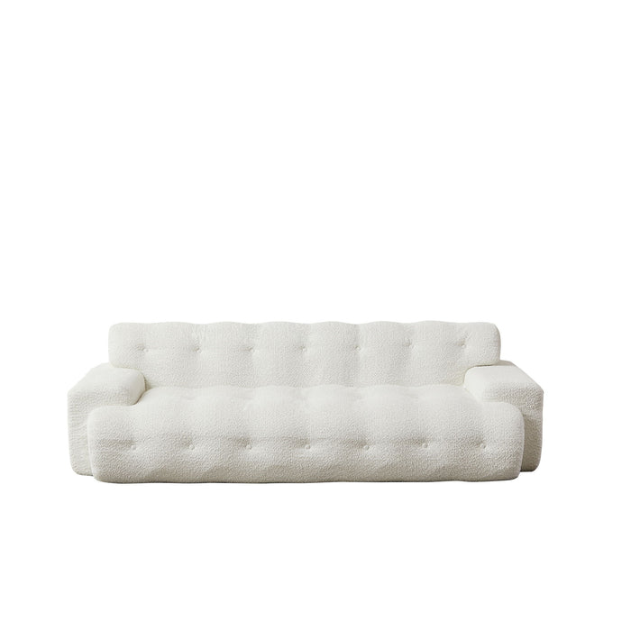 Cloud Series Minimalist Button Tufted Square Arm 3 Seater Sofa