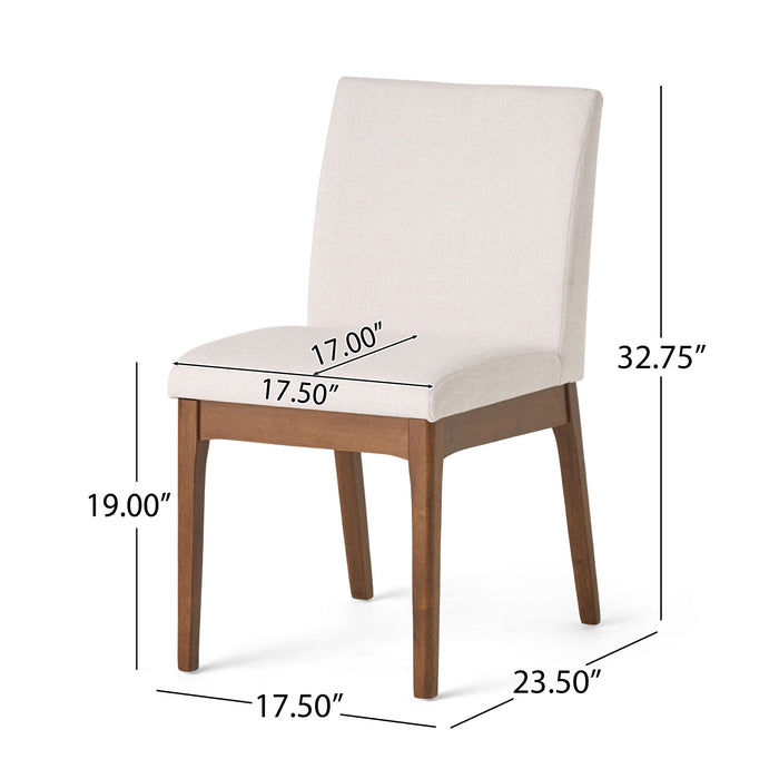 5 Piece Dining Set With Table And Upholstered Chairs - Light Beige / Walnut