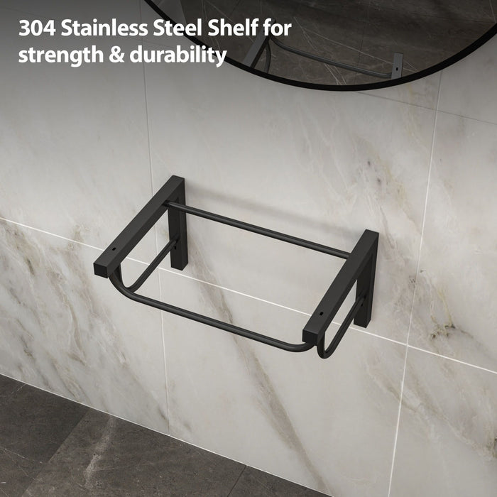 Wall Mounted Rectangular Bathroom Sink With 304 Stainless Steel Towel Bar & Overflow - White