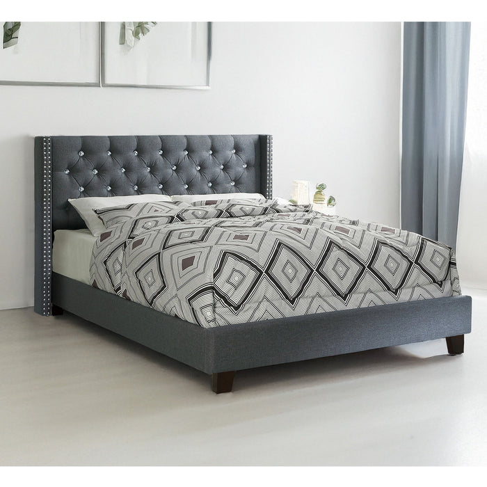 Contemporary Style Bed With Diamond Tufted Headboard